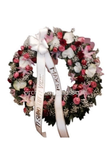 Corona funebre tonalità rosa