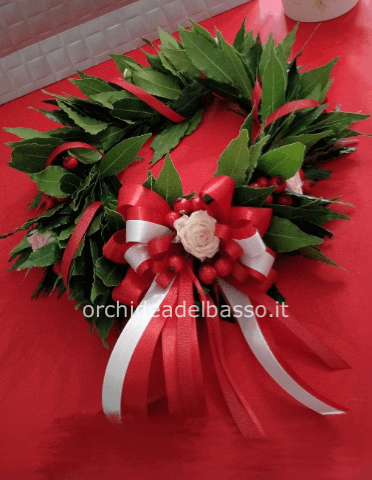 Coroncina Laurea con rose e bacche